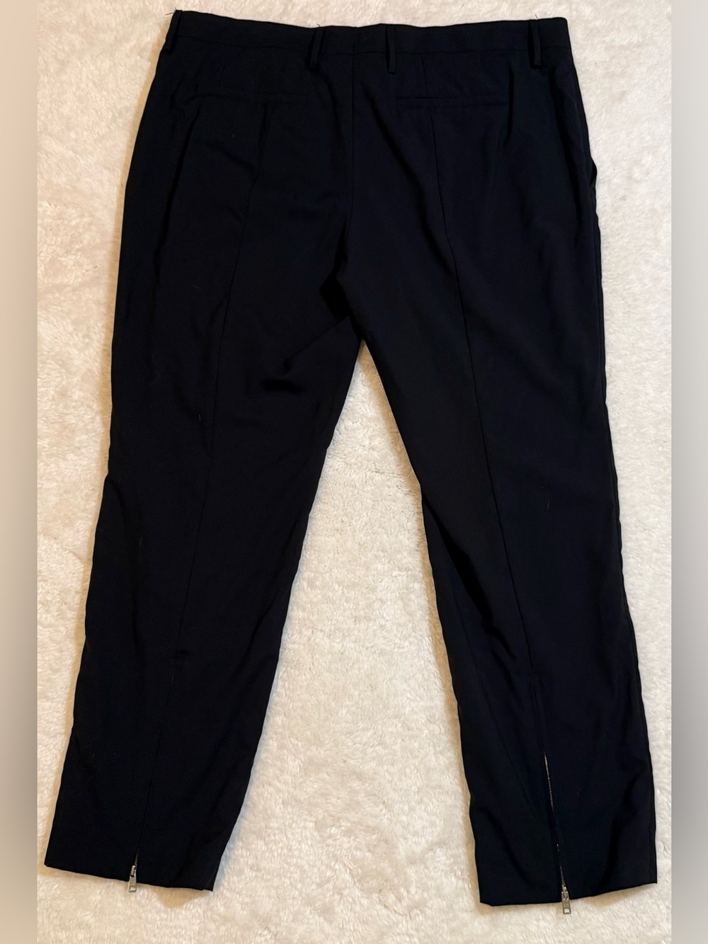 Prada Black Women's Tailored Trousers with Ankle Zippers Midrise